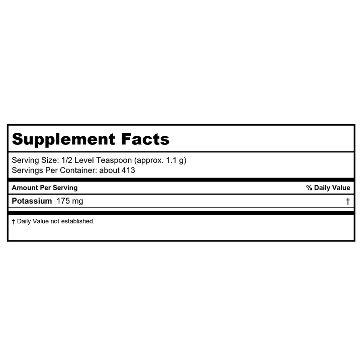 Now Foods Potassium Gluconate Powder 1 Pound - 1471 - Supplement Facts panel