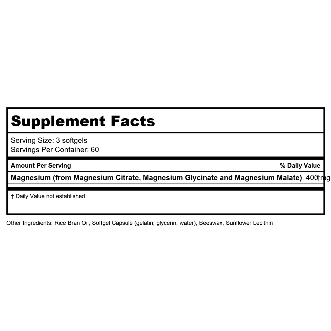 Now Foods Magnesium Citrate 180 Softgels - 1298 - Supplement Facts panel