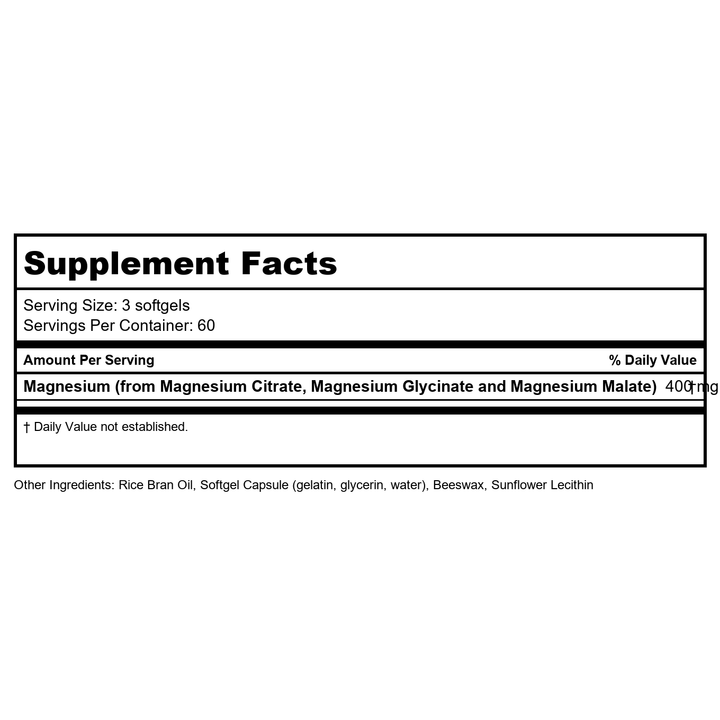 Now Foods Magnesium Citrate 180 Softgels - 1298 - Supplement Facts panel