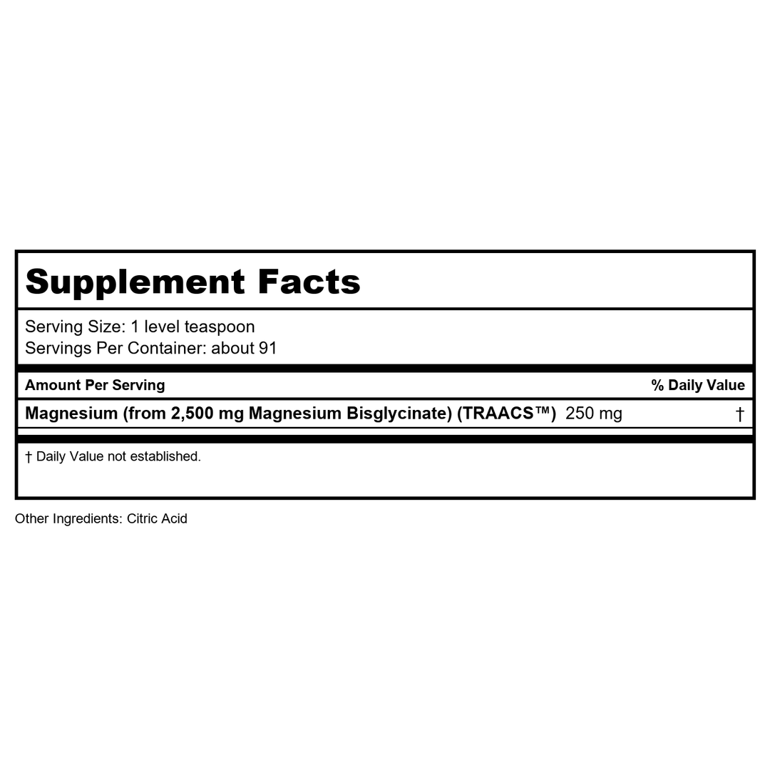 Now Foods Magnesium Bisglycinate Powder 8oz - 1299 - Supplement Facts panel