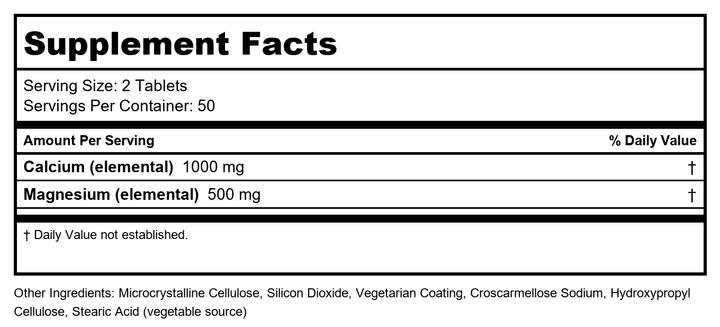 Now Foods Calcium &amp; Magnesium 100 Tablets - 1270 - Supplement Facts panel