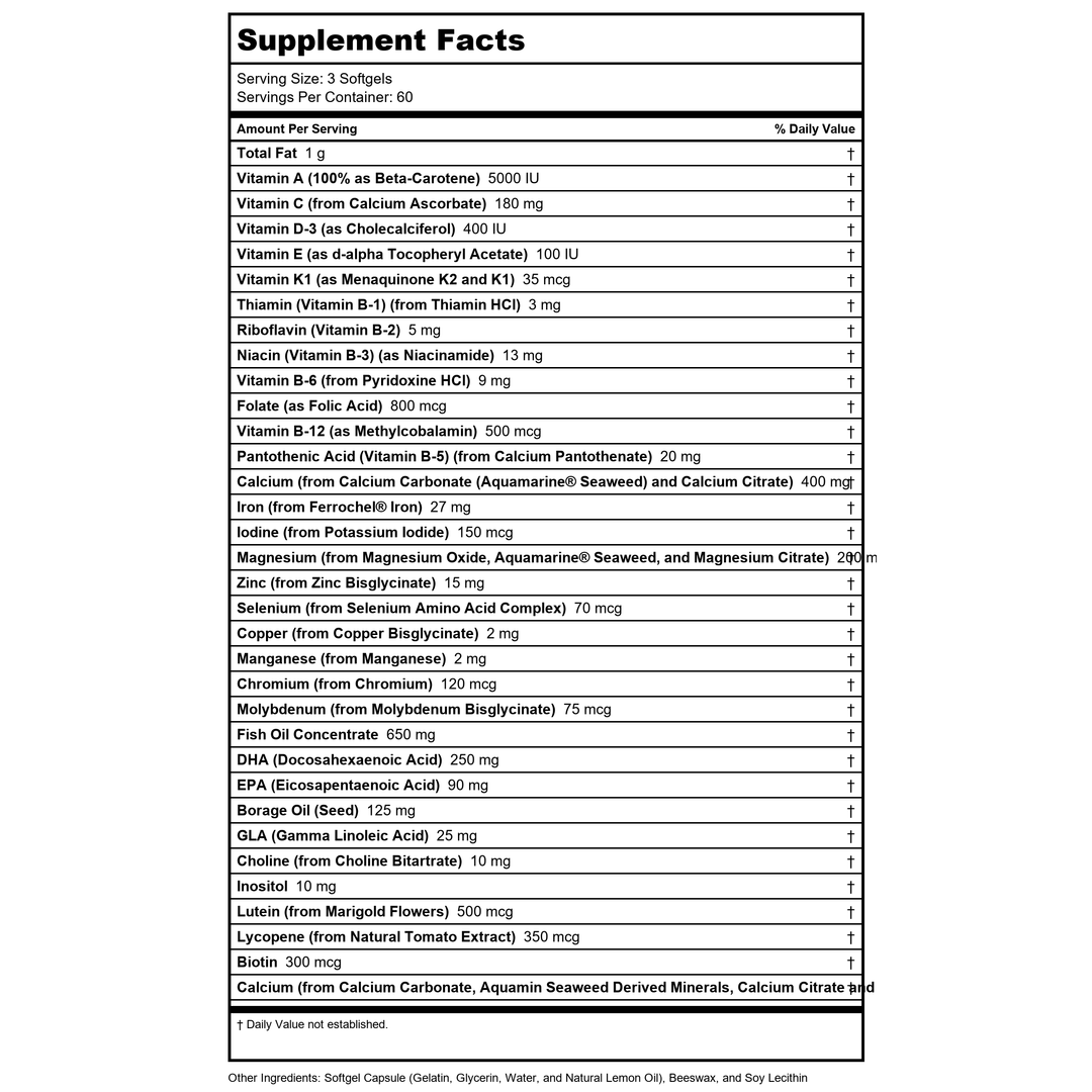 Now Foods Prenatal Gels + DHA 180 Softgels - 3811 - Supplement Facts panel