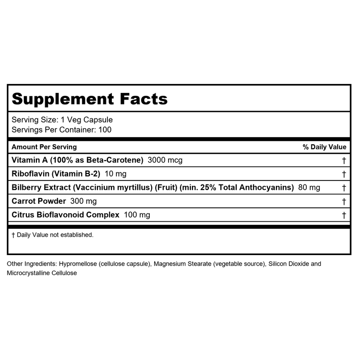 Now Foods Bilberry Complex 100 Vcaps - 4612 - Supplement Facts panel