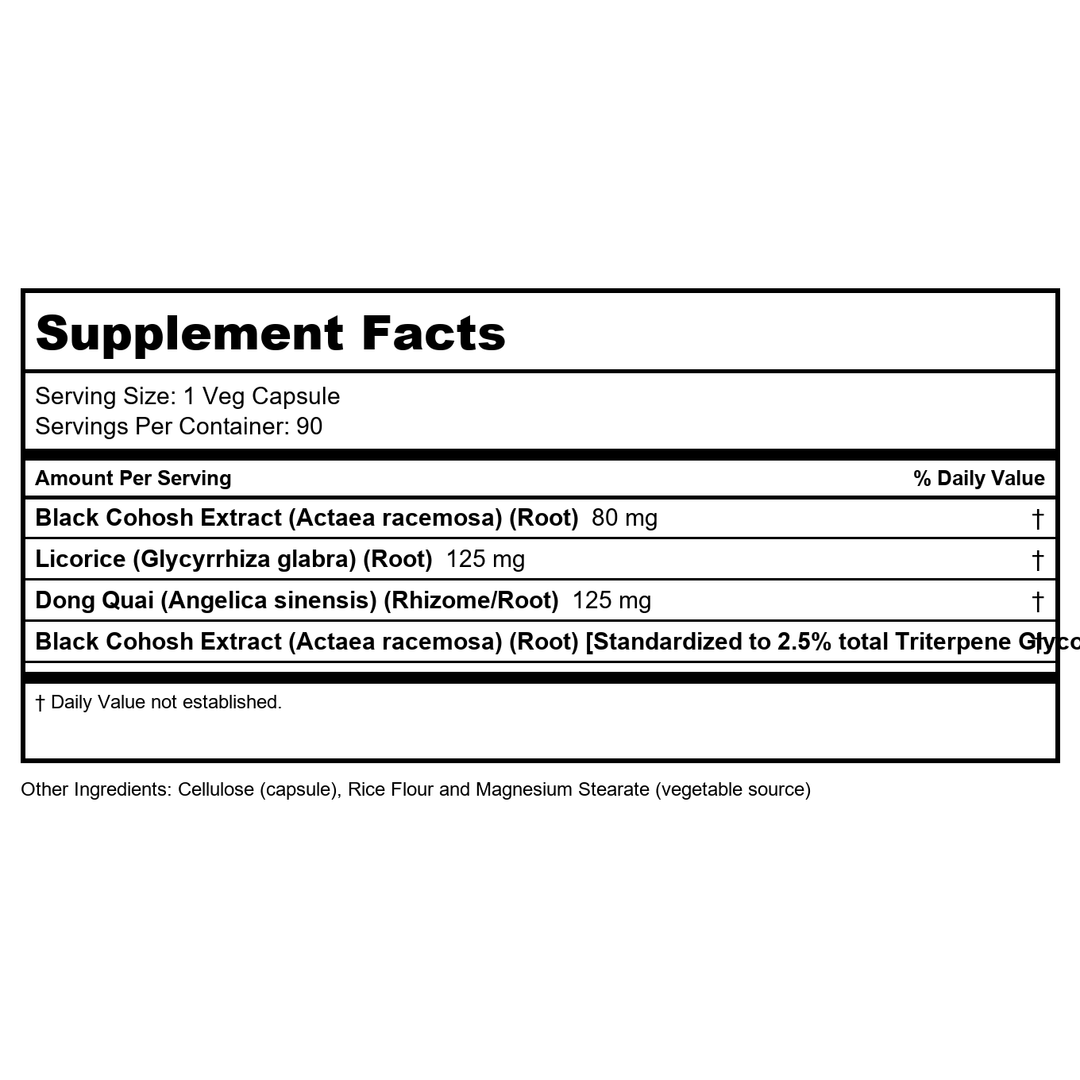 Now Foods Black Cohosh Root 80 mg 90 Vcaps - 4607 - Supplement Facts panel