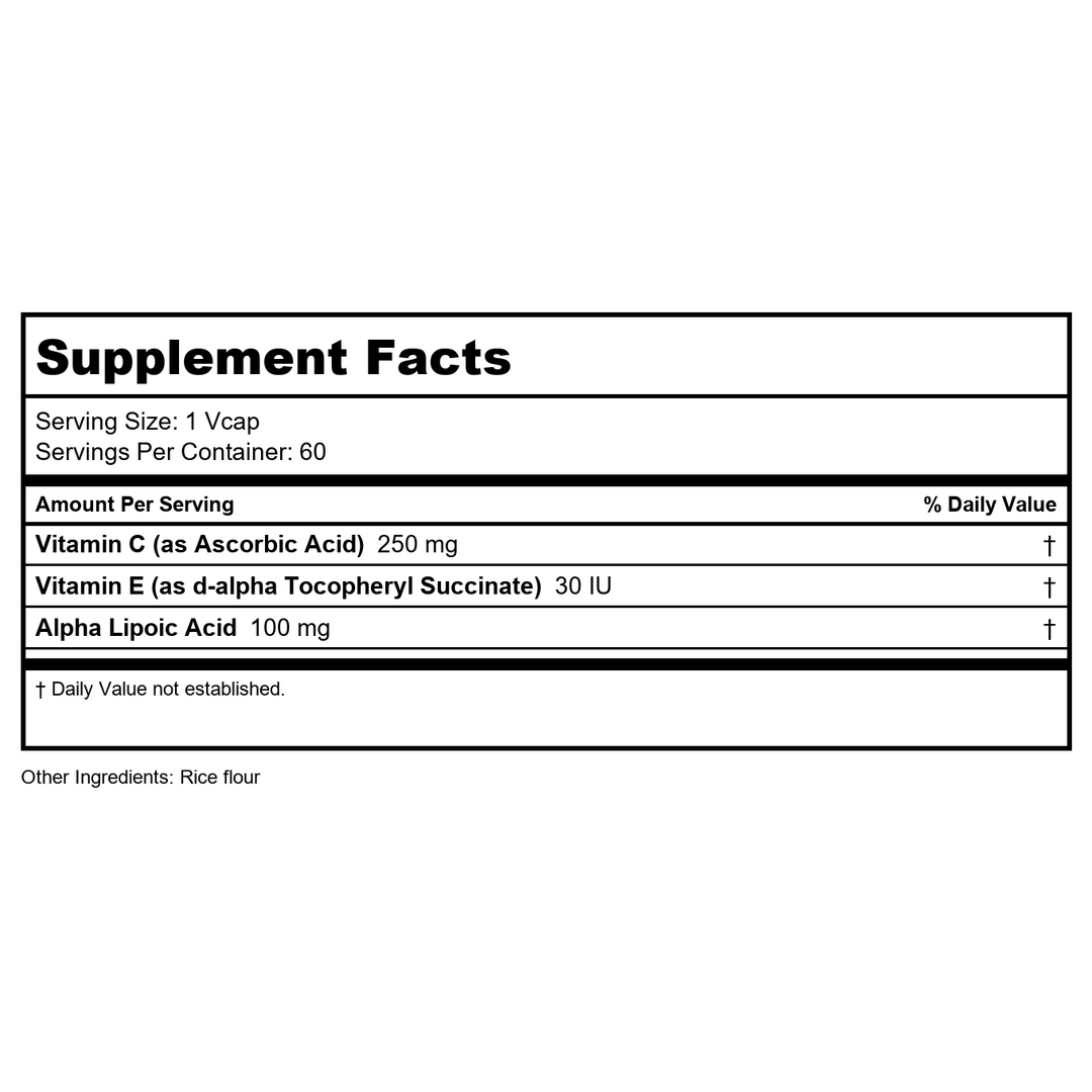 Now Foods Alpha Lipoic Acid 100 mg 60 Vcaps - 3040 - Supplement Facts panel