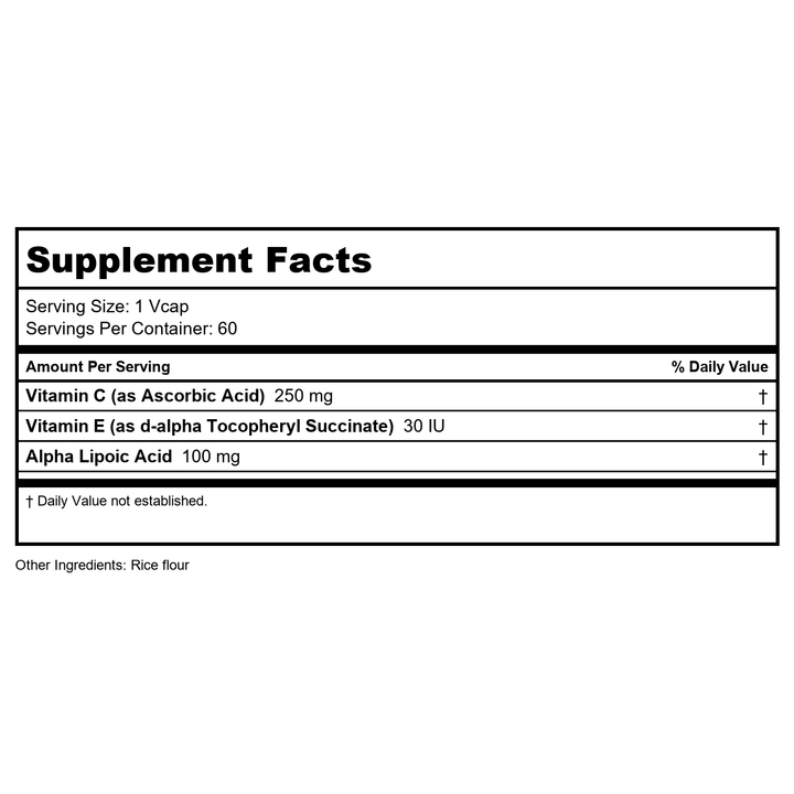 Now Foods Alpha Lipoic Acid 100 mg 60 Vcaps - 3040 - Supplement Facts panel