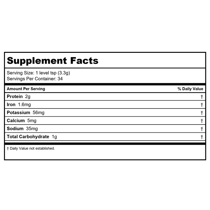 Now Foods Spirulina Powder Organic 4oz - 2690 - Supplement Facts panel