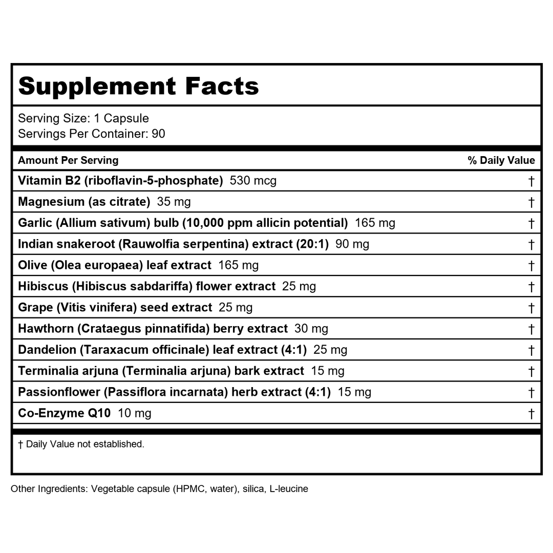 Vitanica Rauwolfia Extra 90 Vcaps - Supplement Facts panel
