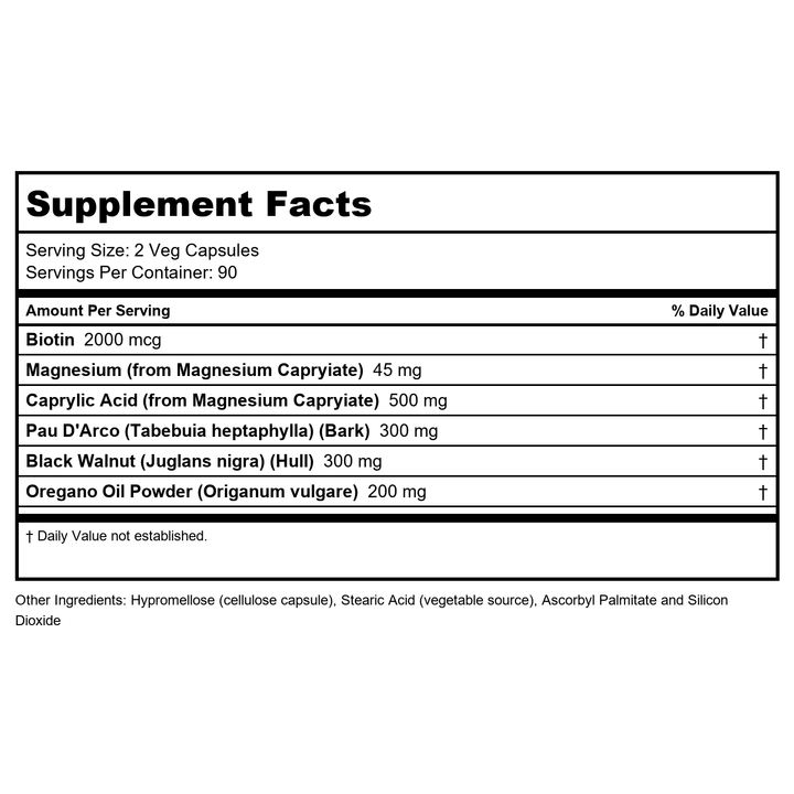Now Foods Candida Support 180 Vcaps - 3319 - Supplement Facts panel