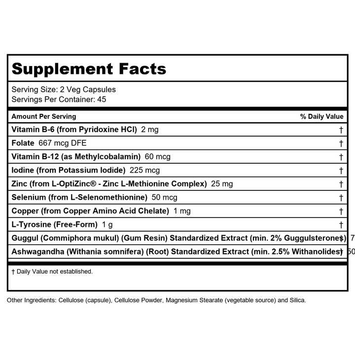Now Foods Thyroid Energy 90 Vcaps - 3368 - Supplement Facts panel