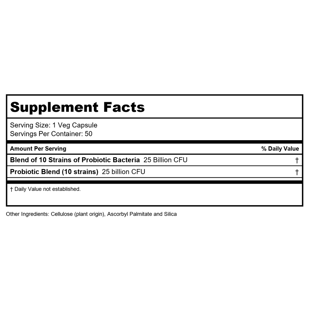 Now Foods Probiotic-10 25 Billion 50 Vcaps - 2926 - Supplement Facts panel