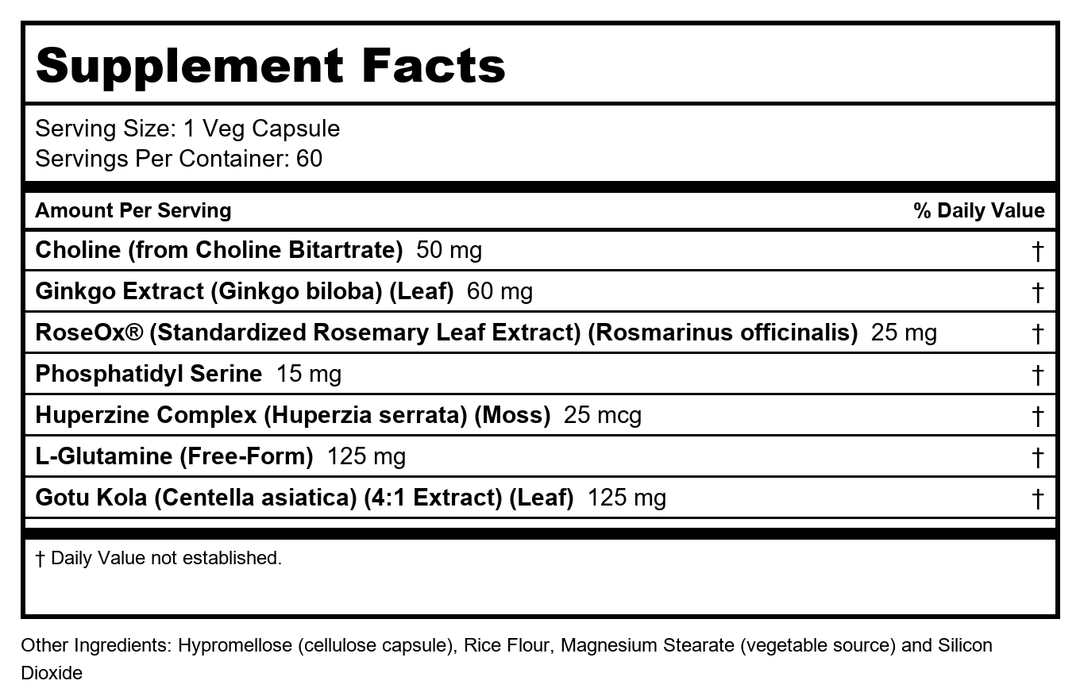 Now Foods Brain Elevate 60 Vcaps - 3303 - Supplement Facts panel