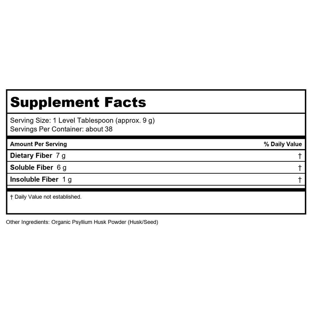 Now Foods Psyllium Husk Powder Organic 12oz - 5966 - Supplement Facts panel