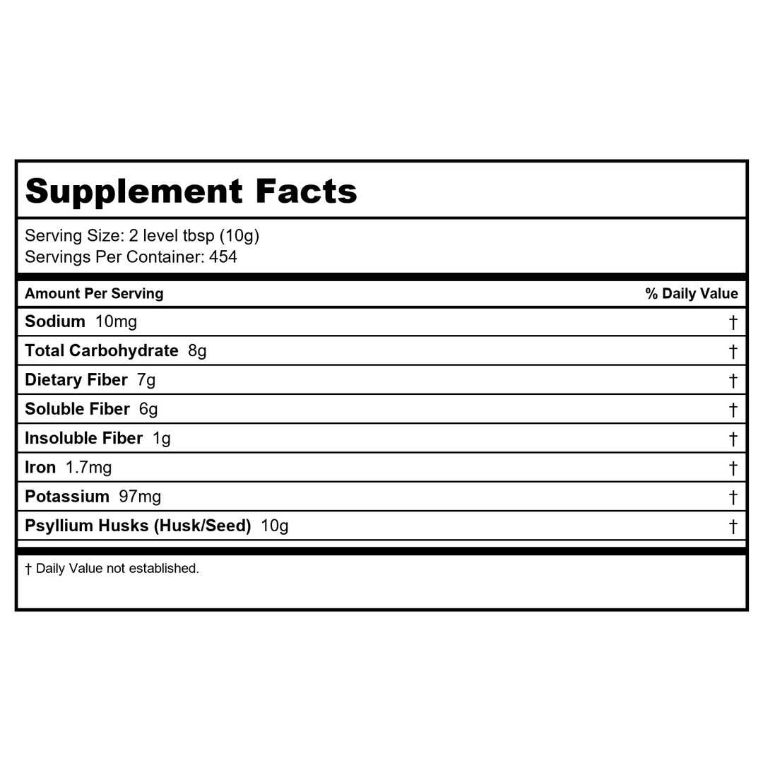 Now Foods Psyllium Husks Whole 10 Pounds - 5986 - Supplement Facts panel