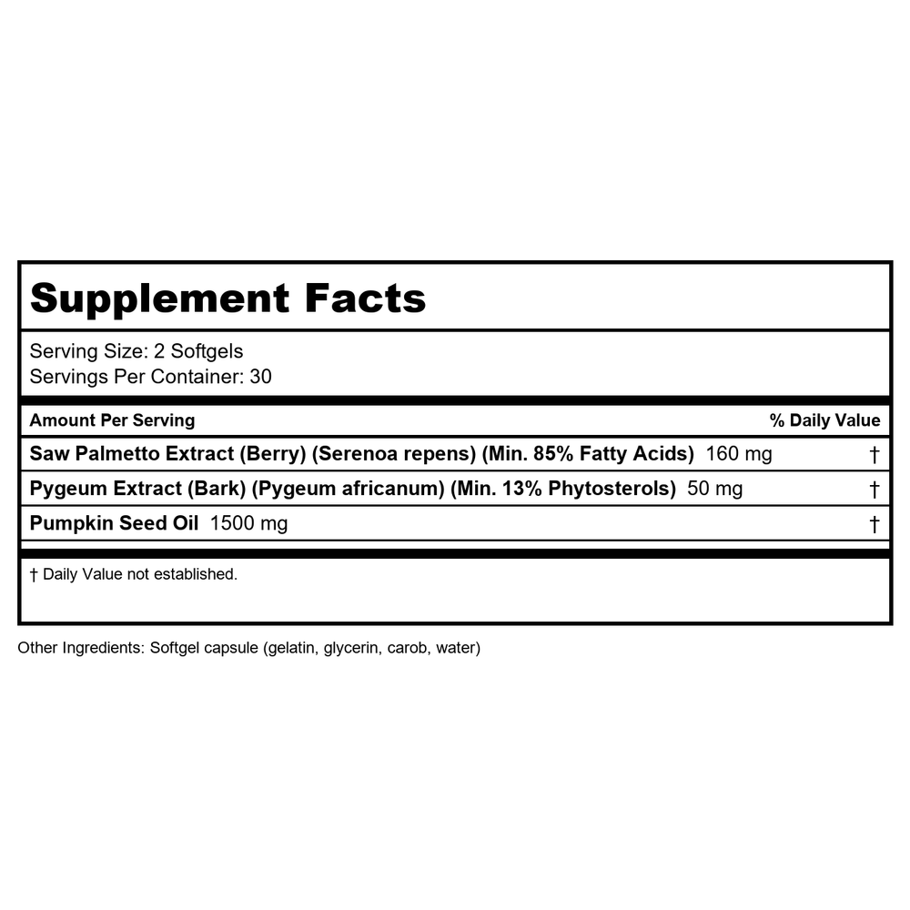 Now Foods Pygeum & Saw Palmetto 60 Softgels - 4728 - Supplement Facts panel
