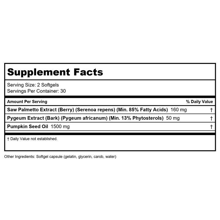 Now Foods Pygeum &amp; Saw Palmetto 60 Softgels - 4728 - Supplement Facts panel