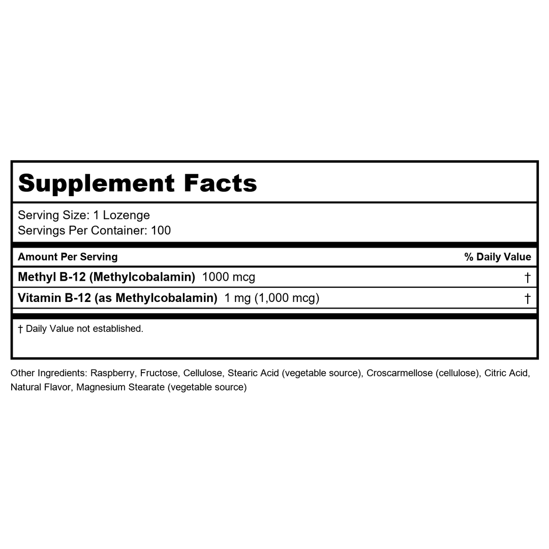 Now Foods Methyl B-12 1,000 mcg 100 Lozenges - 0495 - Supplement Facts panel
