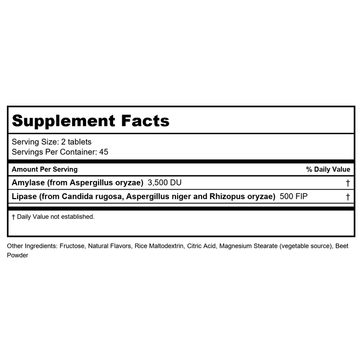 Now Foods ChewyZymes 90 Chewables - 2957 - Supplement Facts panel