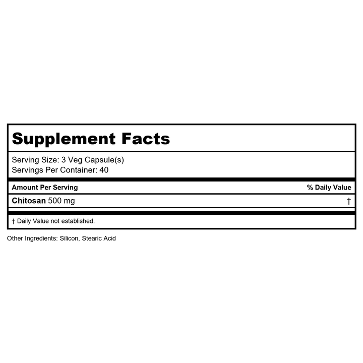 Now Foods Chitosan 500 mg plus Chromium 120 Vcaps - 2025 - - Supplement Facts panel