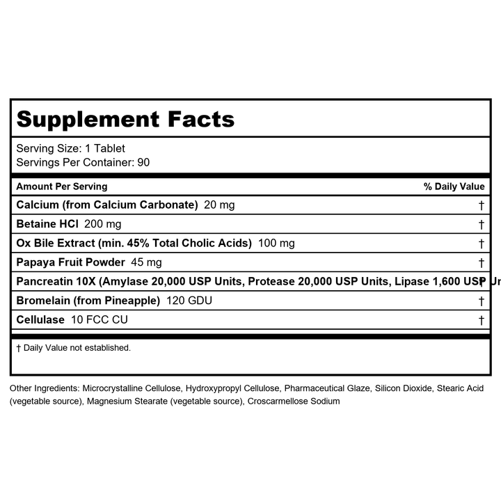 Now Foods Super Enzymes 90 Tablets - 2960 - Supplement Facts panel