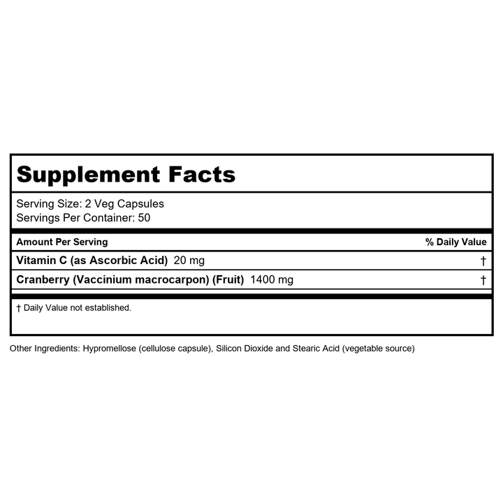 Now Foods Cranberry Caps 100 Vcaps - 3230 - Supplement Facts panel