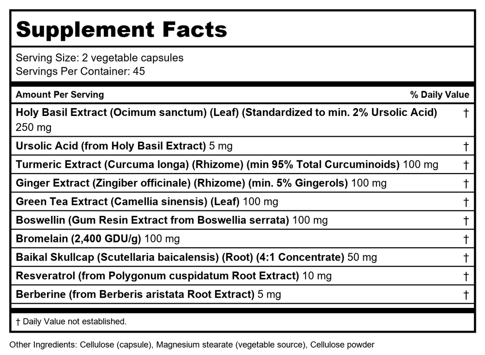 Now Foods D-Flame 90 Vcaps - 3121 - Supplement Facts panel