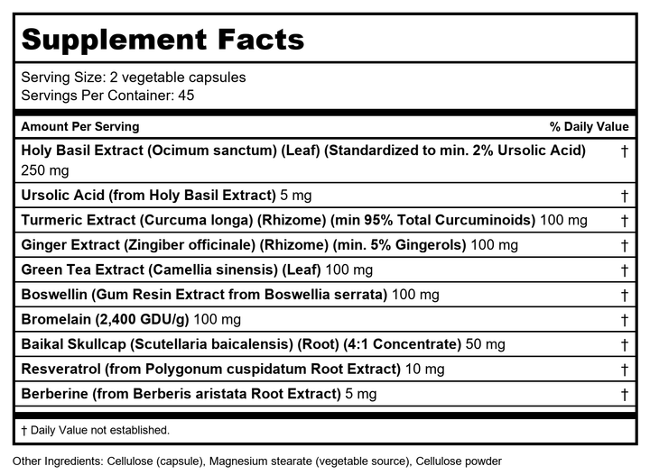 Now Foods D-Flame 90 Vcaps - 3121 - Supplement Facts panel