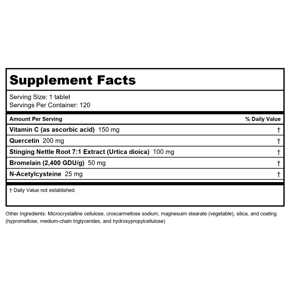 Metagenics Sinuplex 120 Tablets - 2 Pack - Supplement Facts panel