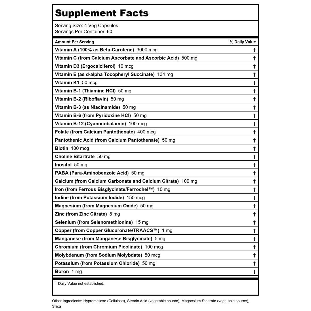 Now Foods Special Two 240 Vcaps - 3869 - Supplement Facts panel