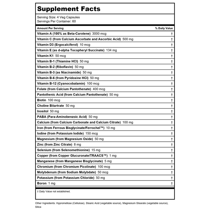 Now Foods Special Two 240 Vcaps - 3869 - Supplement Facts panel