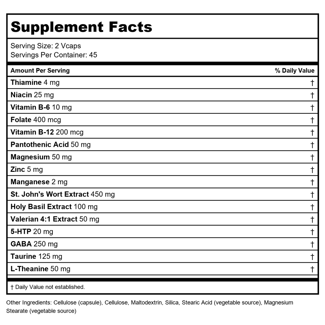 Now Foods Mood Support 90 Vcaps - 3351 - 2 Pack - Supplement Facts panel