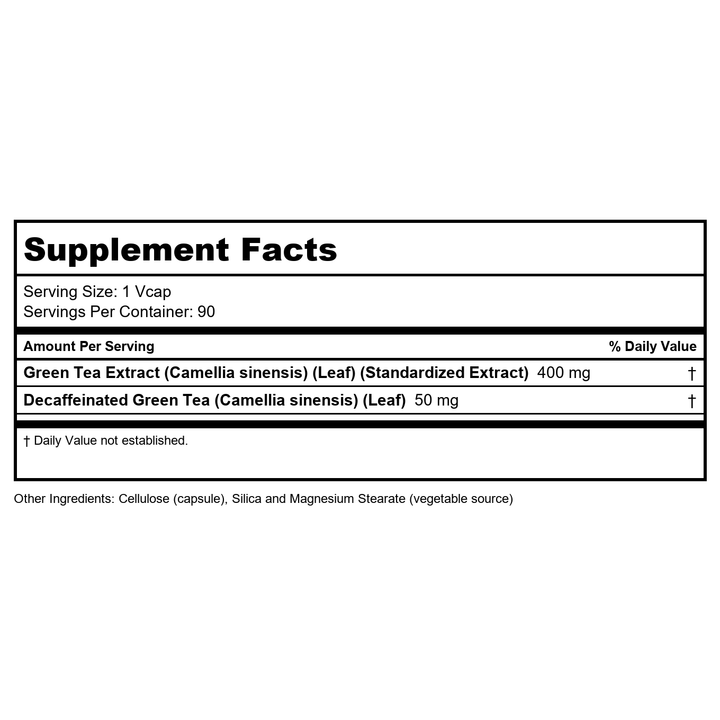 Now Foods EGCg Green Tea Extract 400 mg 90 Vcaps - 4704 - Supplement Facts panel
