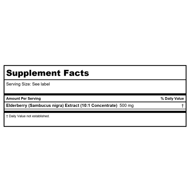 Now Foods Elderberry 500 mg 120 Vcaps - 4669 - Supplement Facts panel