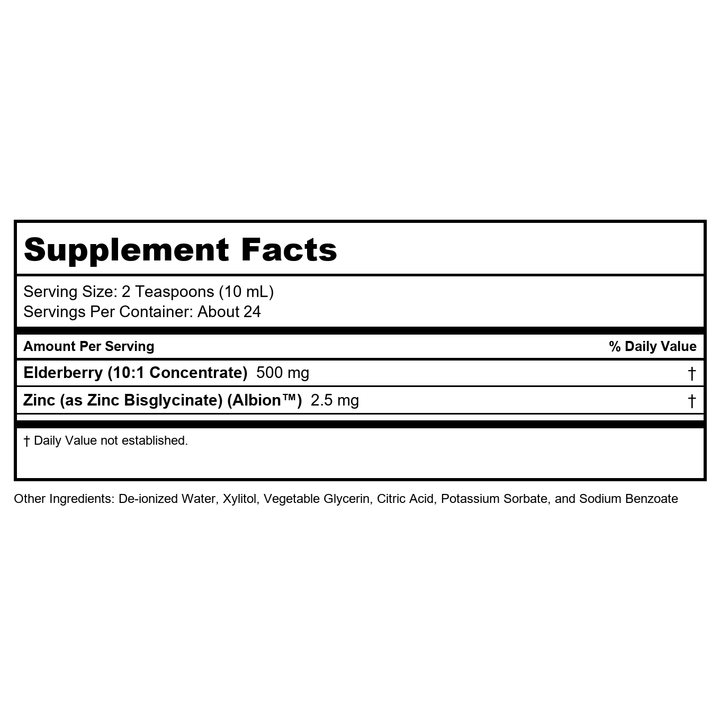 Now Foods Elderberry Liquid for Kids 8oz - 4851 - Supplement Facts panel