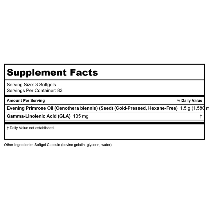 Now Foods Evening Primrose Oil 500 mg 250 Softgels - 1752 - Supplement Facts panel