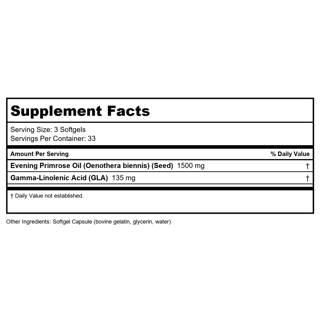 Now Foods Evening Primrose Oil 500 mg 100 Softgels - 1750 - Supplement Facts panel