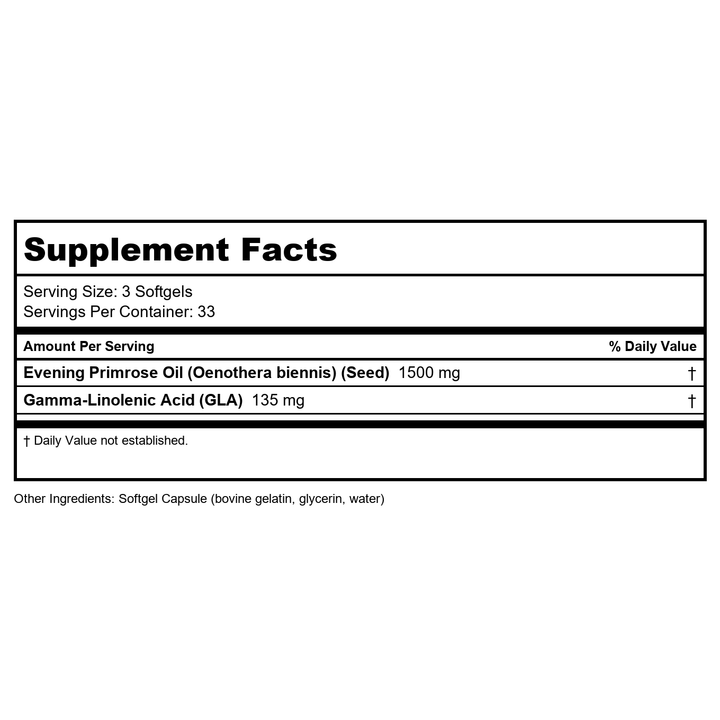 Now Foods Evening Primrose Oil 500 mg 100 Softgels - 1750 - Supplement Facts panel