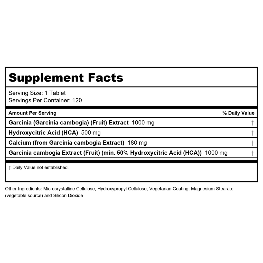 Now Foods Garcinia 1,000 mg 120 Tablets - 1435 - - Supplement Facts panel