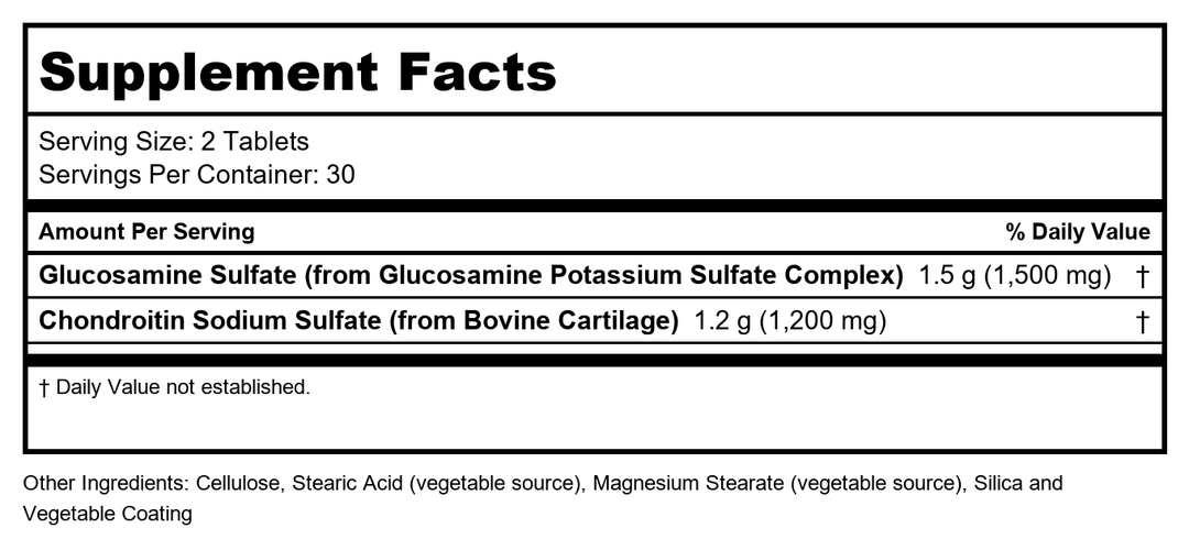 Now Foods Glucosamine &amp; Chondroitin Extra Strength 60 Tablets - 3242 - Supplement Facts panel