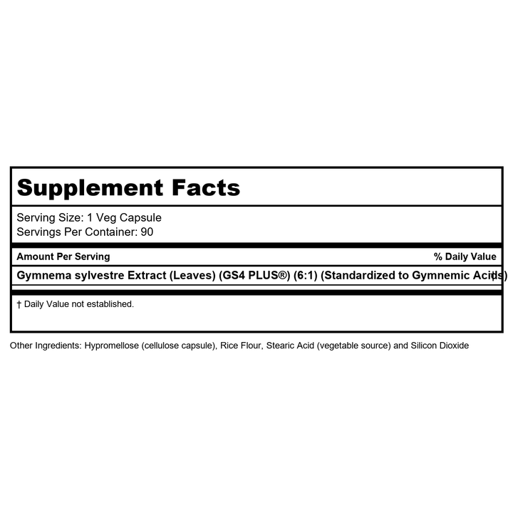 Now Foods Gymnema Sylvestre 400 mg 90 Vcaps - 4707 - Supplement Facts panel