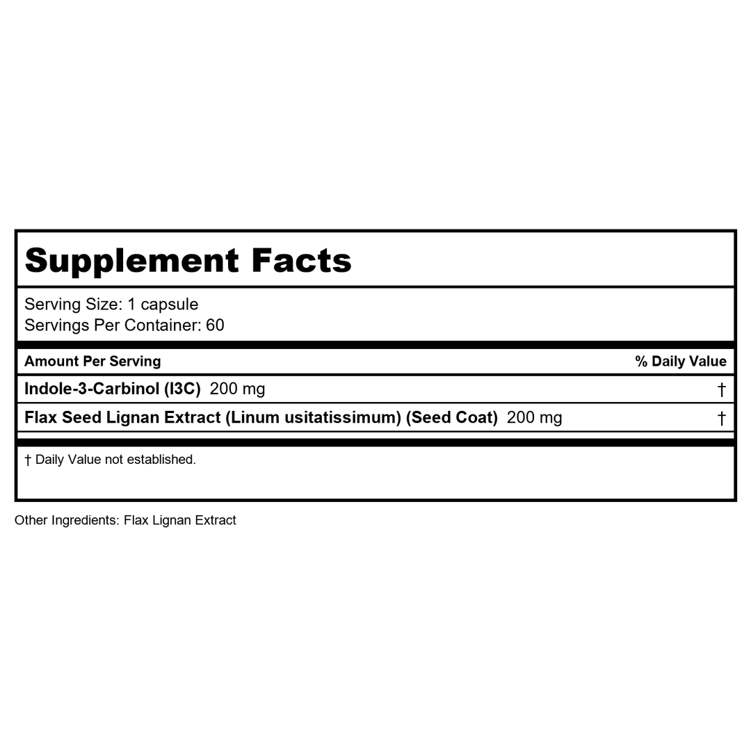 Now Foods I3C Indole-3-Carbinol 200 mg 60 Vcaps - 3056 - Supplement Facts panel