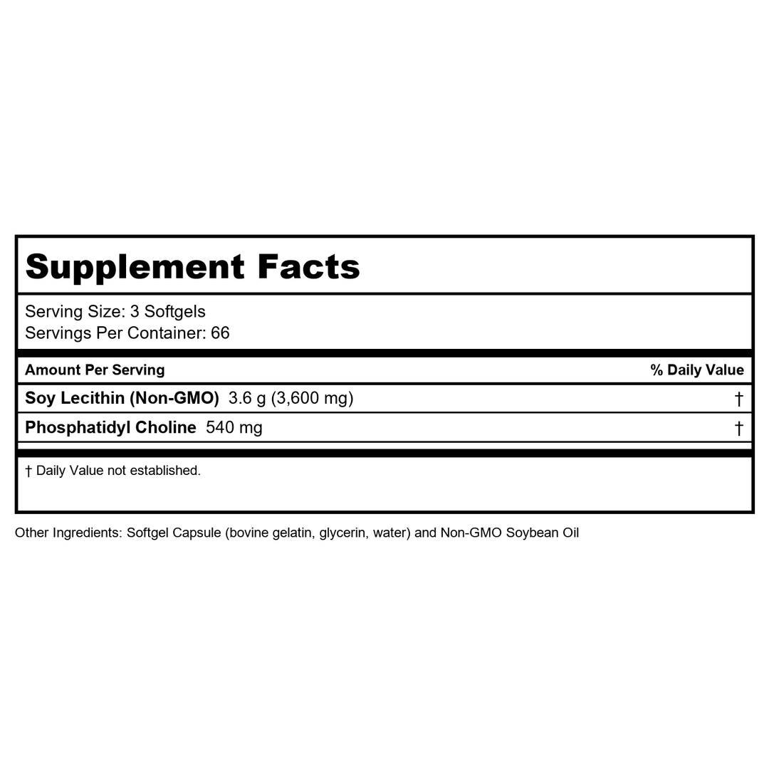 Now Foods Lecithin 1200 mg 200 Softgels - 2212 - Supplement Facts panel