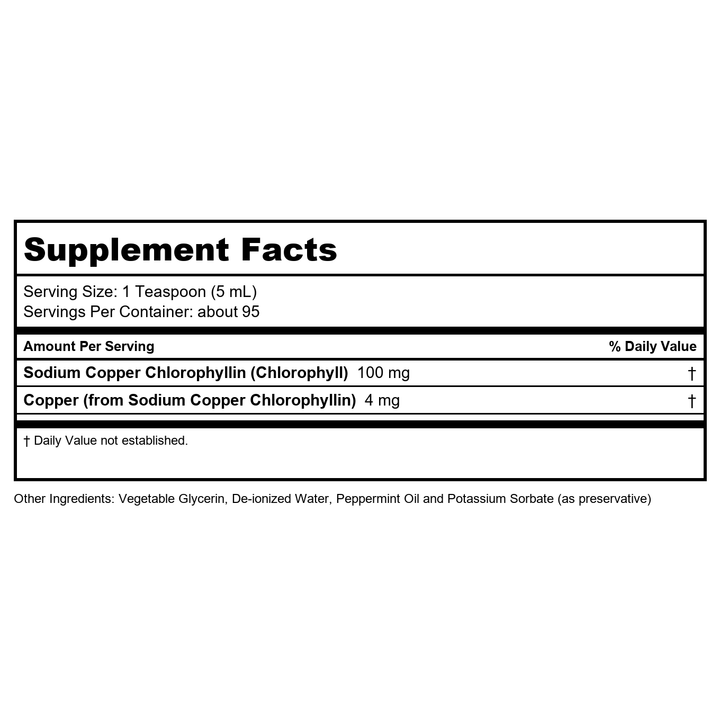 Now Foods Liquid Chlorophyll 16oz - 2644 - Supplement Facts panel
