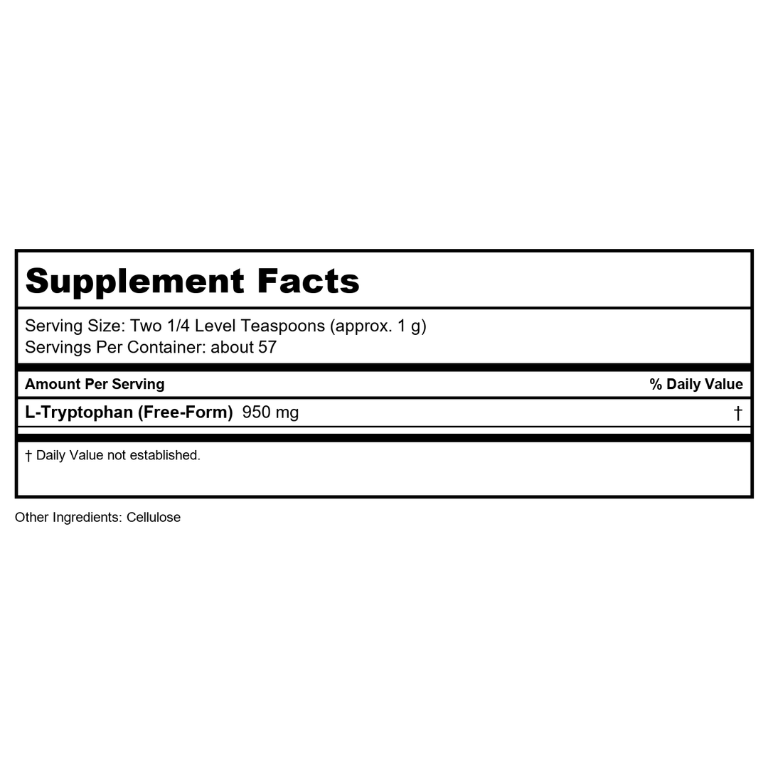 Now Foods L-Tryptophan Powder 2oz - 0263 - Supplement Facts panel