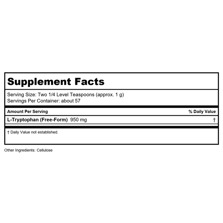 Now Foods L-Tryptophan Powder 2oz - 0263 - Supplement Facts panel