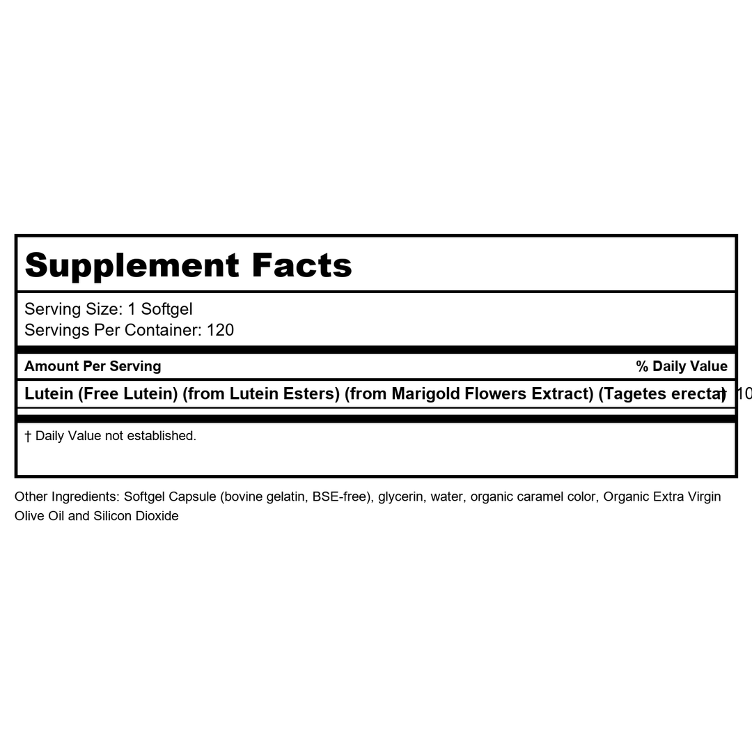 Now Foods Lutein 10 mg 120 Softgels - 3057 - Supplement Facts panel