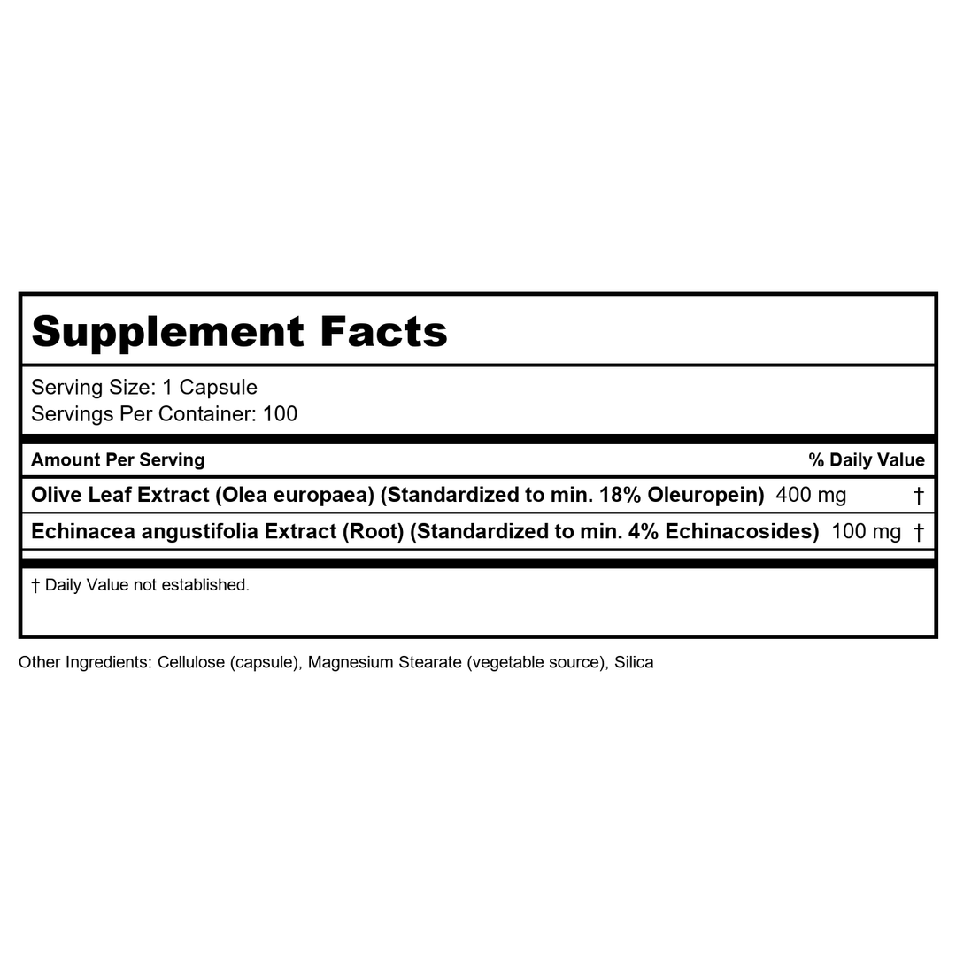 Now Foods Olive Leaf Extract Extra Strength 100 Vcaps - 4746 - Supplement Facts panel