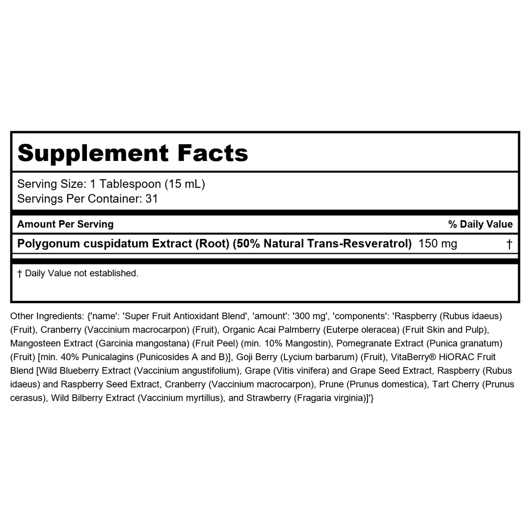 Now Foods Resveratrol Liquid Concentrate 16oz - 3358 - Supplement Facts panel