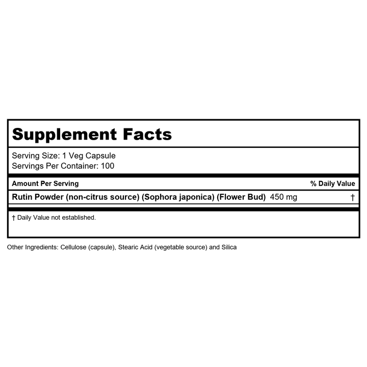 Now Foods Rutin 450 mg 100 Vcaps - 0735 - Supplement Facts panel