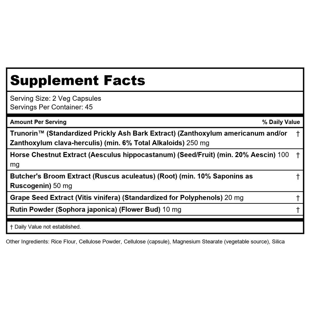 Now Foods Vein Supreme 90 Vcaps - 3123 - Supplement Facts panel